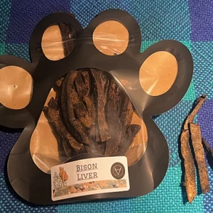 Bison liver sticks in the paw print packaging