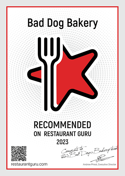 We are pleased to inform that Bad Dog Bakery has been awarded a Recommendation badge by Restaurant Guru for 2023, one of the world’s most popular foodie websites with over 30 millions monthly users. Congratulations on your achievement!